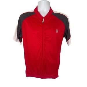 Canari Mens Red Cycling Jersey Short Sleeve Dry Core Polyester Size LG